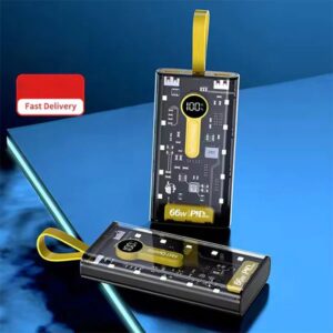 Home 20,000 mah power bank.(66w transparent high capacity pd20w) super fast charging.